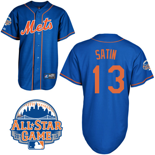 Josh Satin #13 mlb Jersey-New York Mets Women's Authentic All Star Blue Home Baseball Jersey